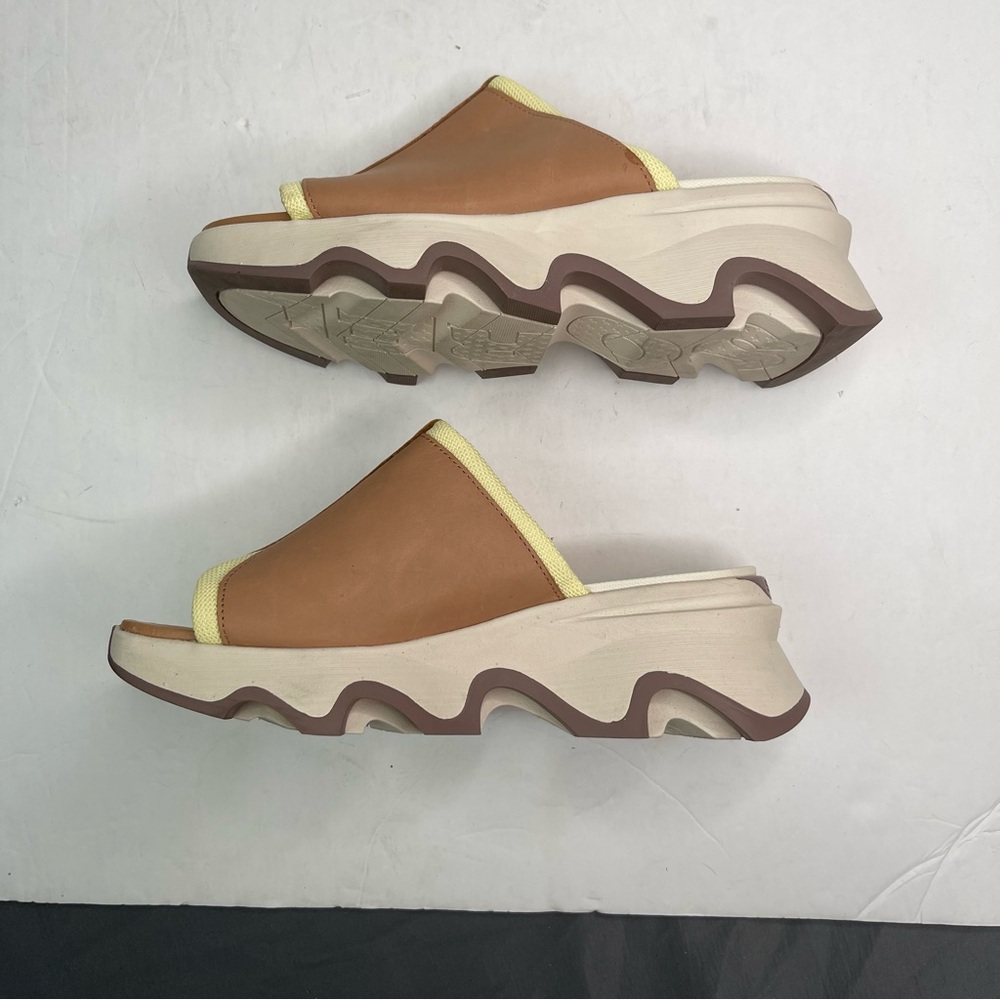$130 SOREL Women's Kinetic Impact Slip-On Wedge Slide Sandals US 8 Brown Yellow - Picture 4 of 7